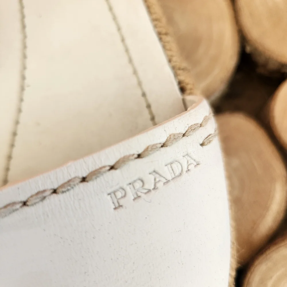 Prada Leather Espadrille Sandal Bianco - Picture 2 of 7